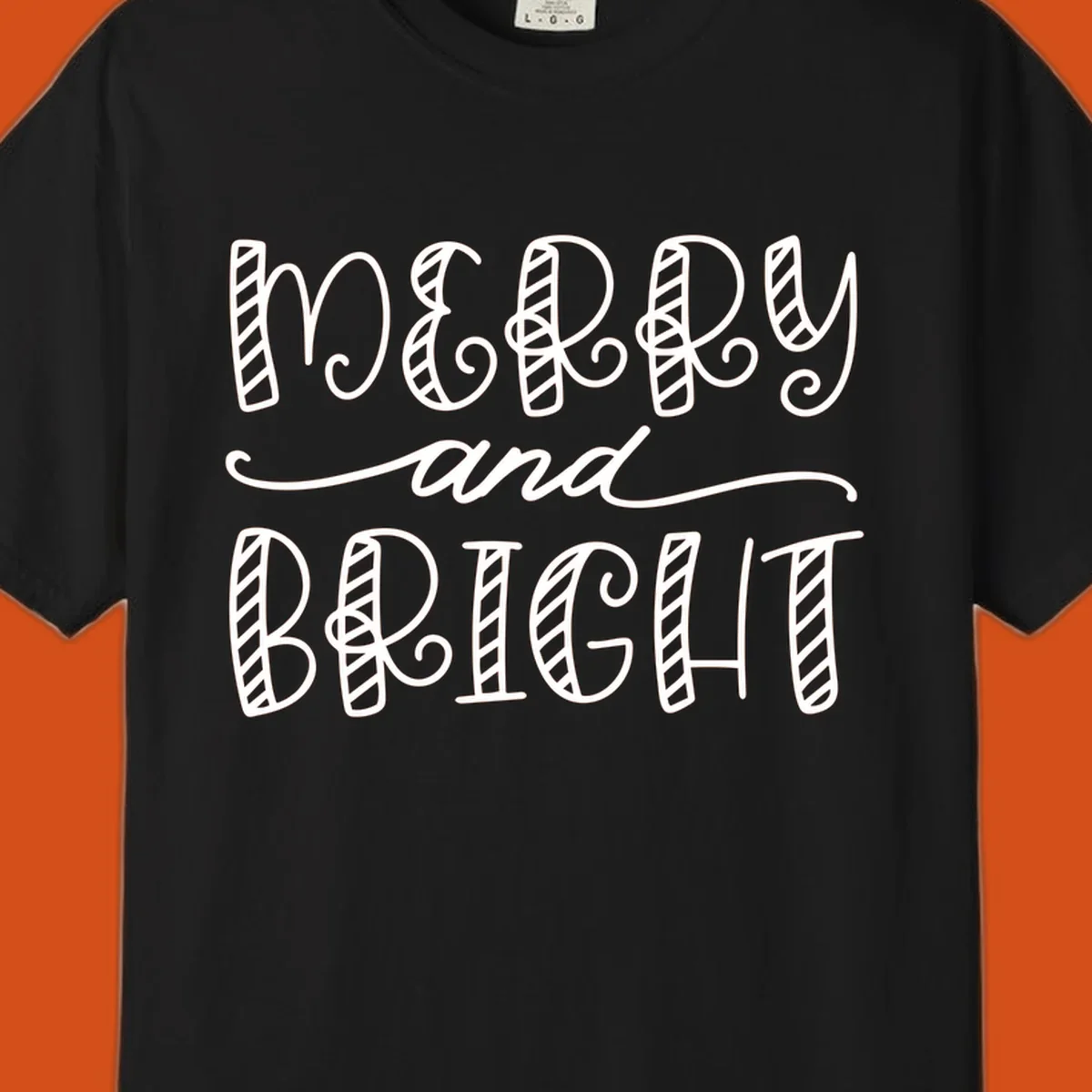 Merry and Bright holiday lettering in white on black, and black on white.