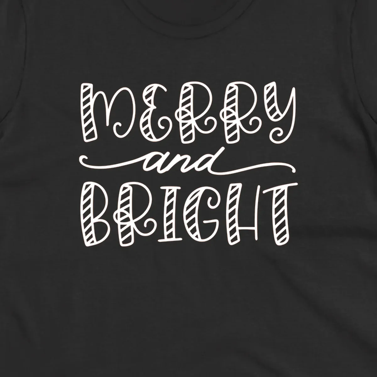 Merry and Bright holiday lettering in white on black, and black on white.