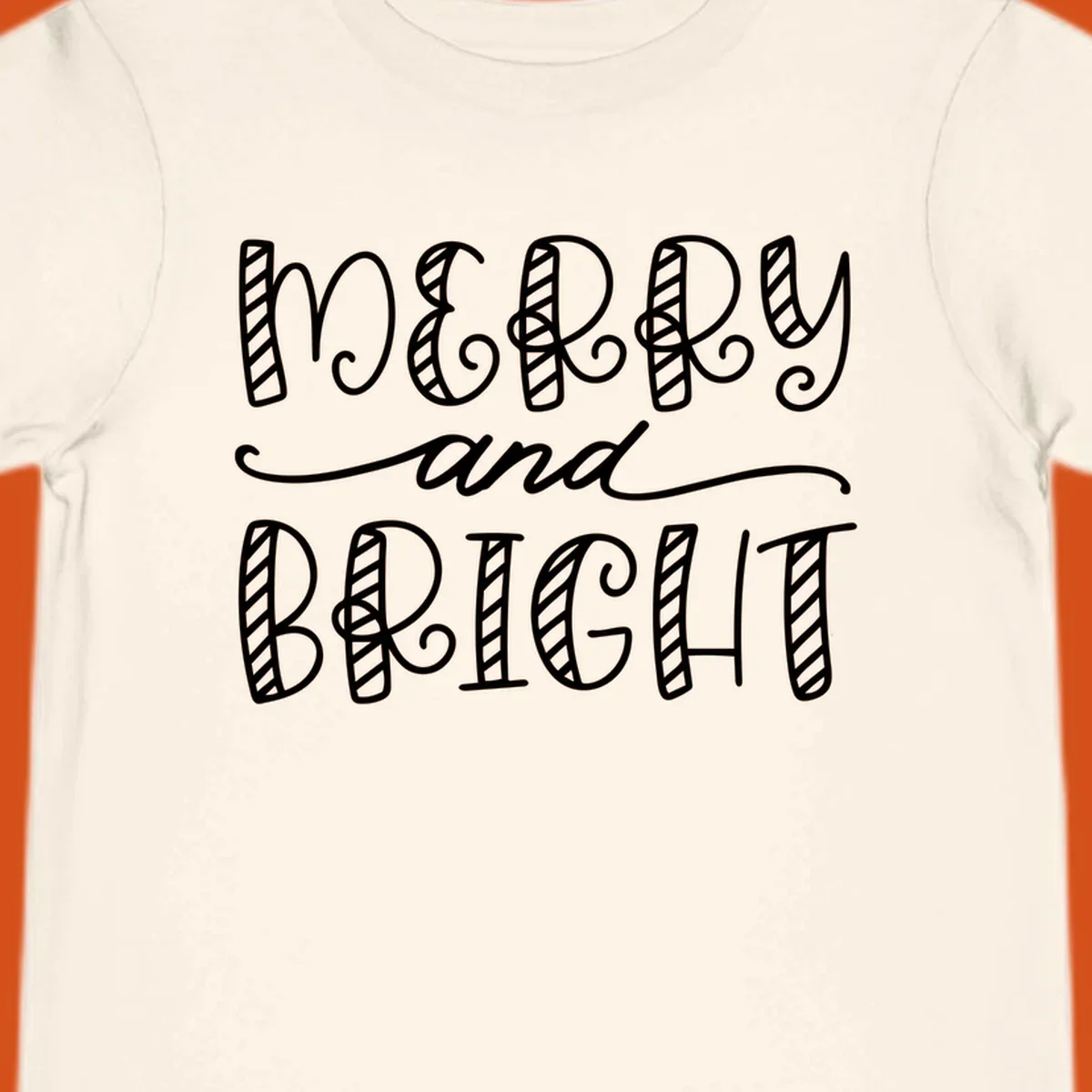 Merry and Bright holiday lettering in white on black, and black on white.