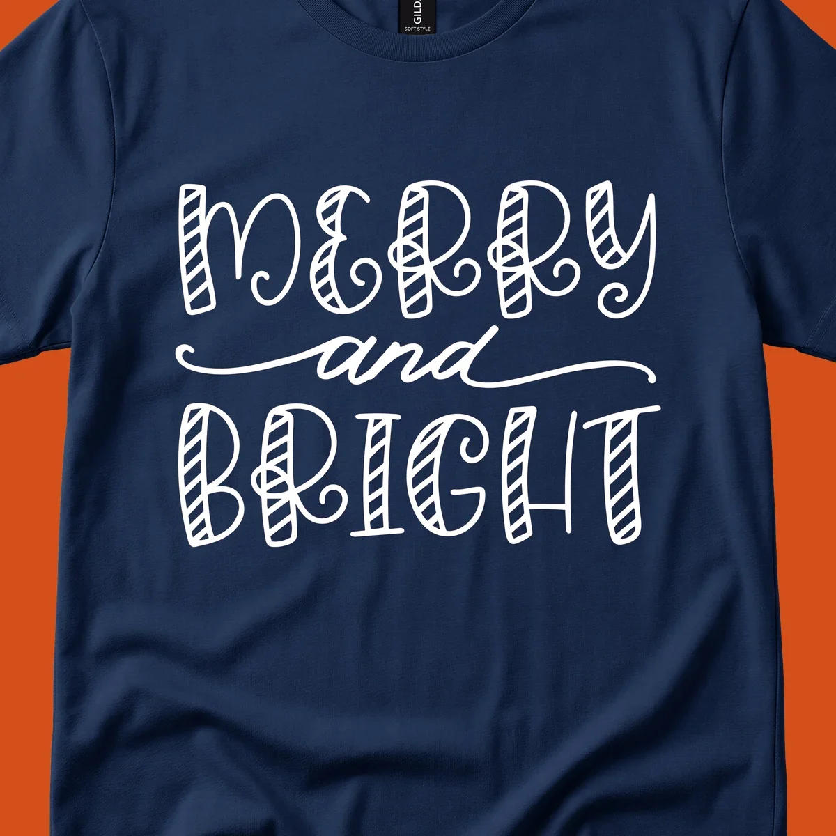 Merry and Bright holiday lettering in white on black, and black on white.