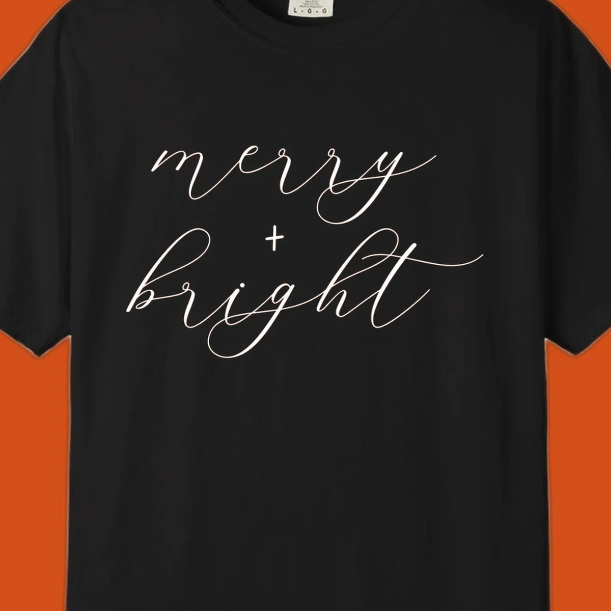 Merry and bright text in elegant script font for holiday.