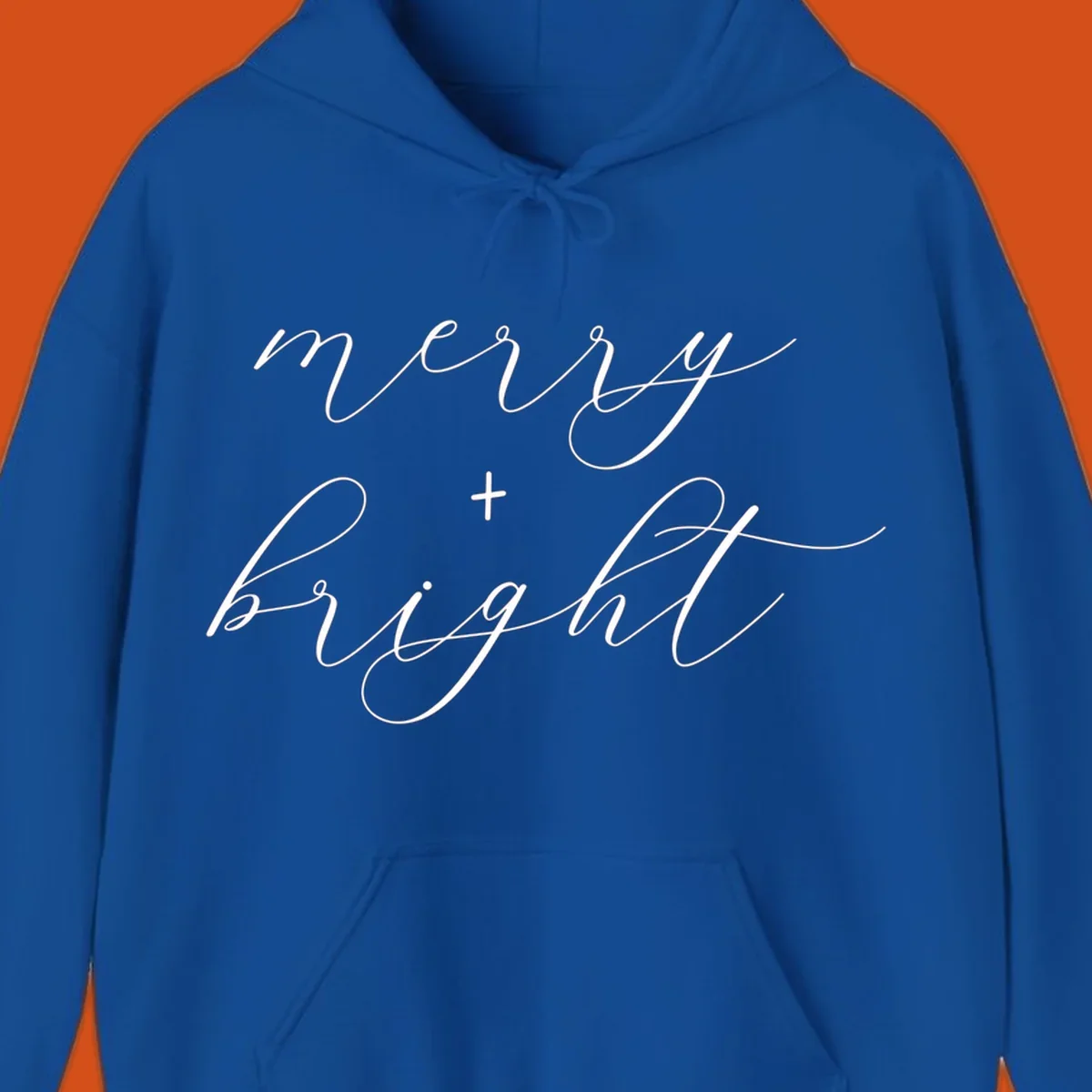 Merry and bright text in elegant script font for holiday.