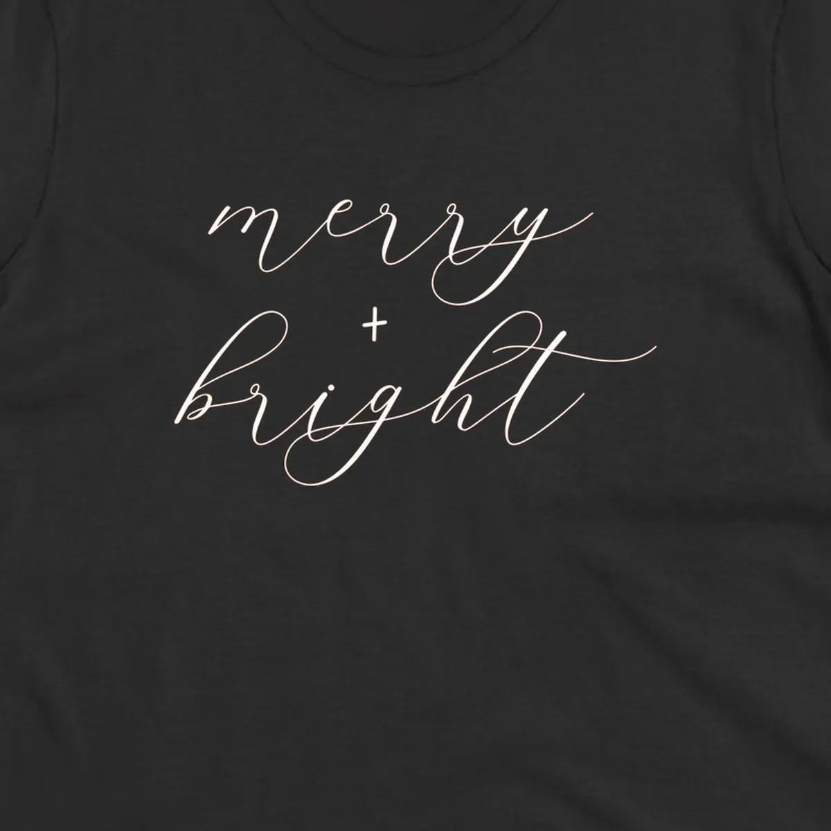 Merry and bright text in elegant script font for holiday.