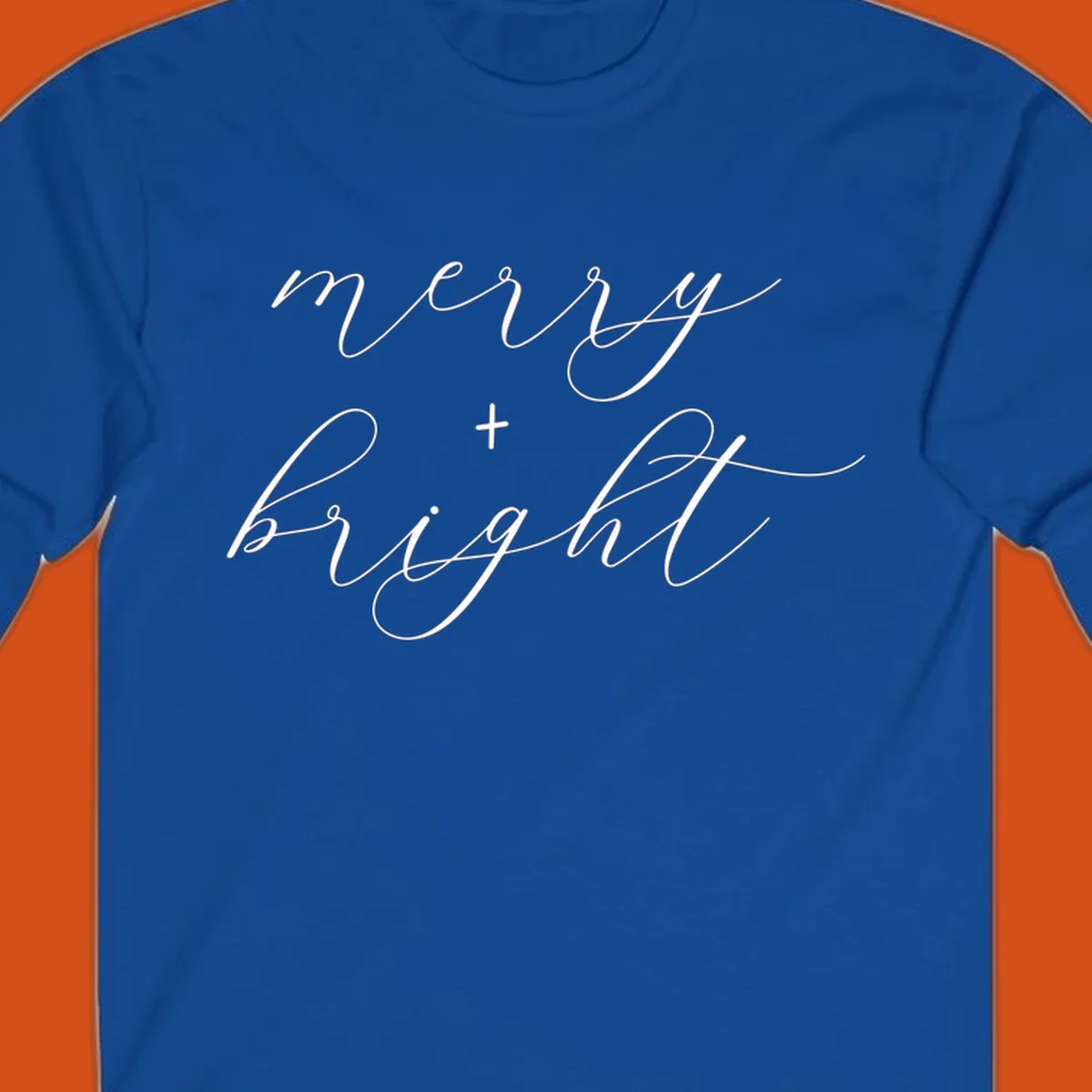 Merry and bright text in elegant script font for holiday.