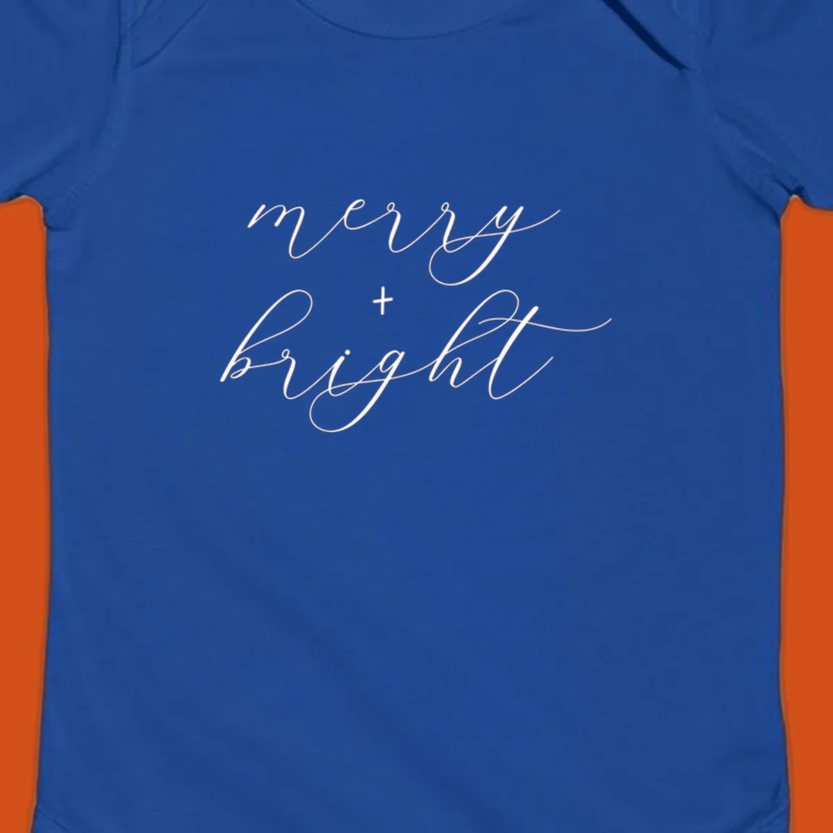 Merry and bright text in elegant script font for holiday.