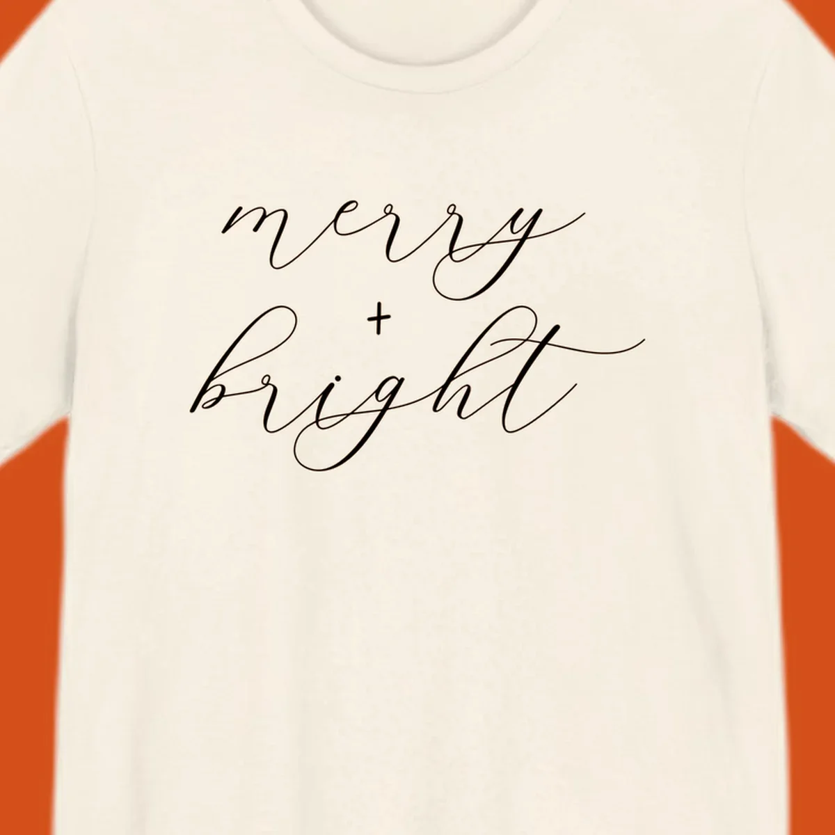 Merry and bright text in elegant script font for holiday.