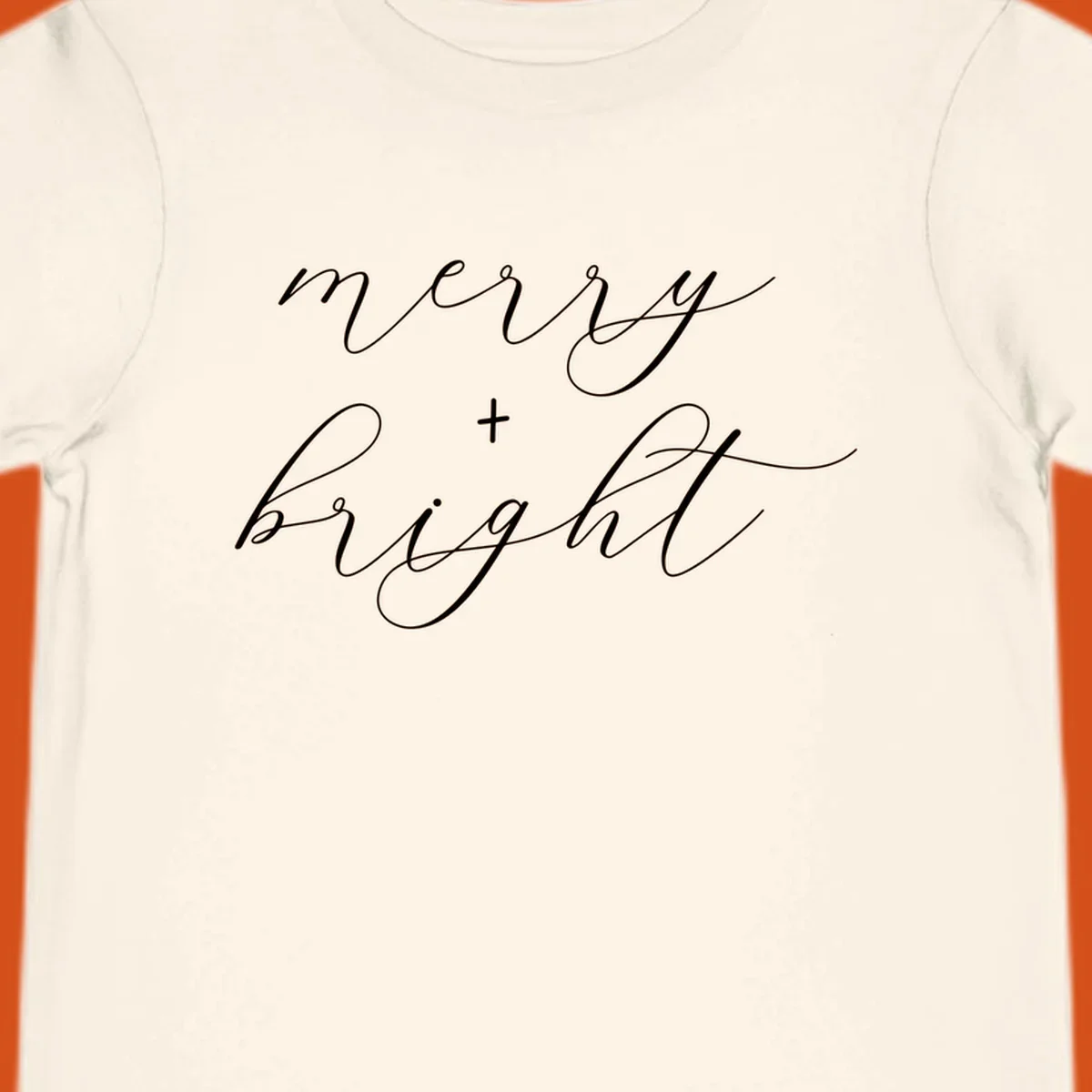 Merry and bright text in elegant script font for holiday.