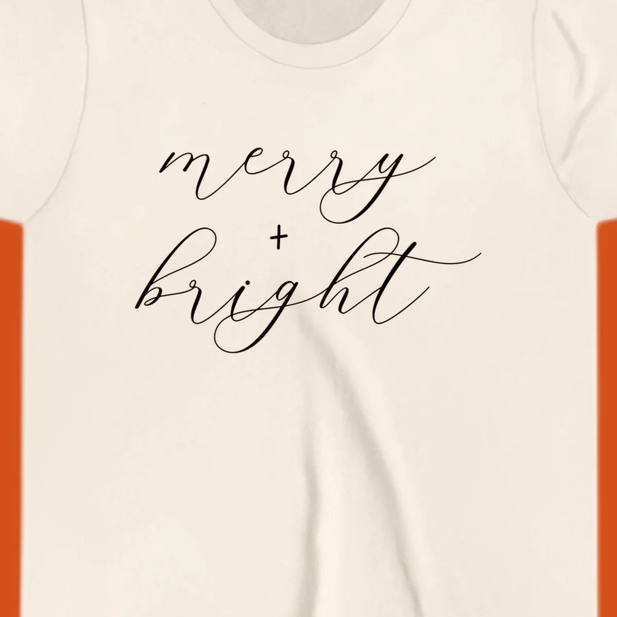 Merry and bright text in elegant script font for holiday.