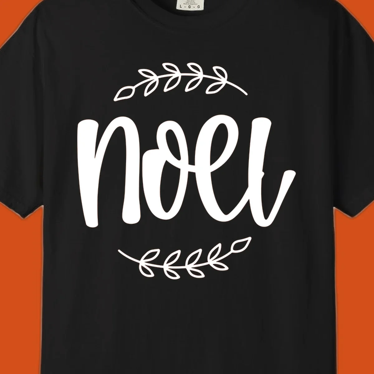 Elegant christmas noel script with leafy branches.