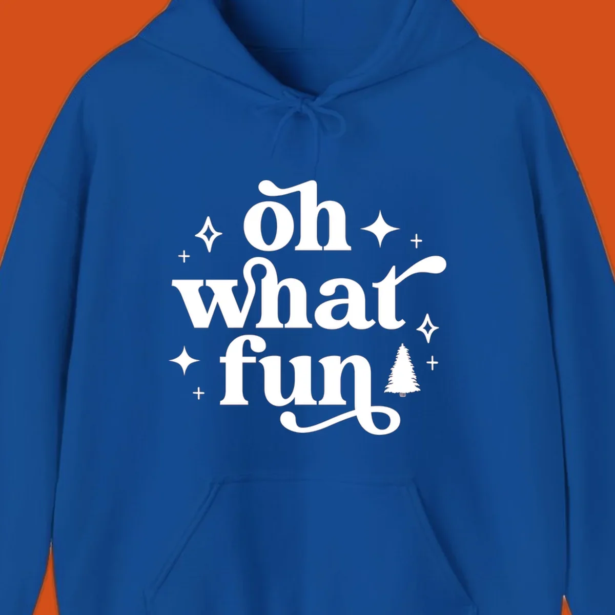 Oh What Fun Christmas text with tree and stars. oh-what-fun-christmas.