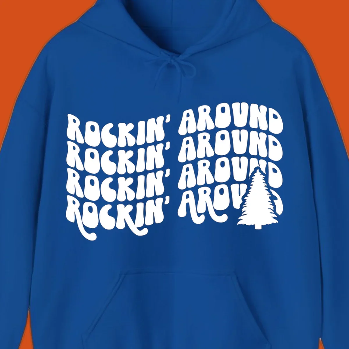 Rockin Around Christmas text and tree graphic.
