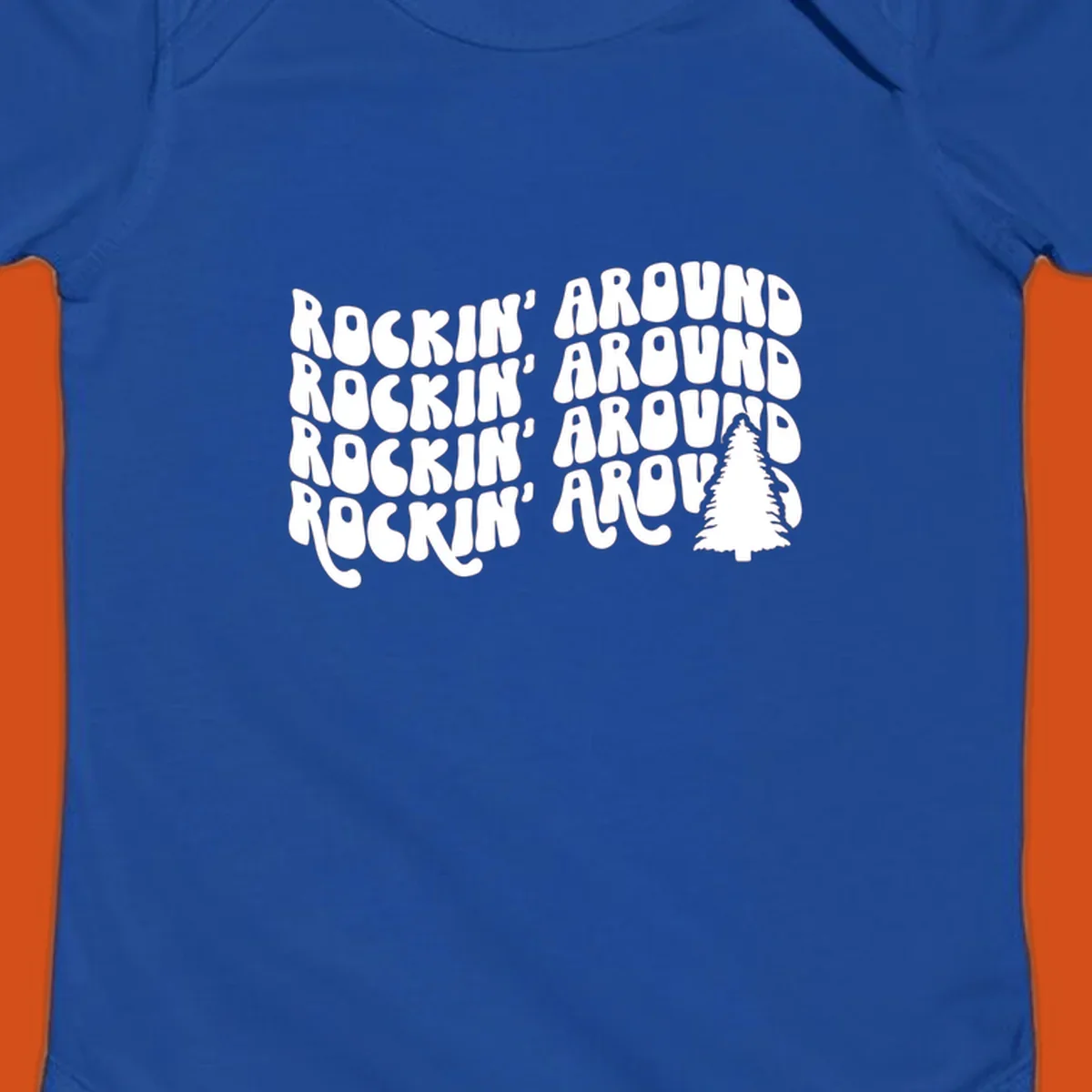 Rockin Around Christmas text and tree graphic.