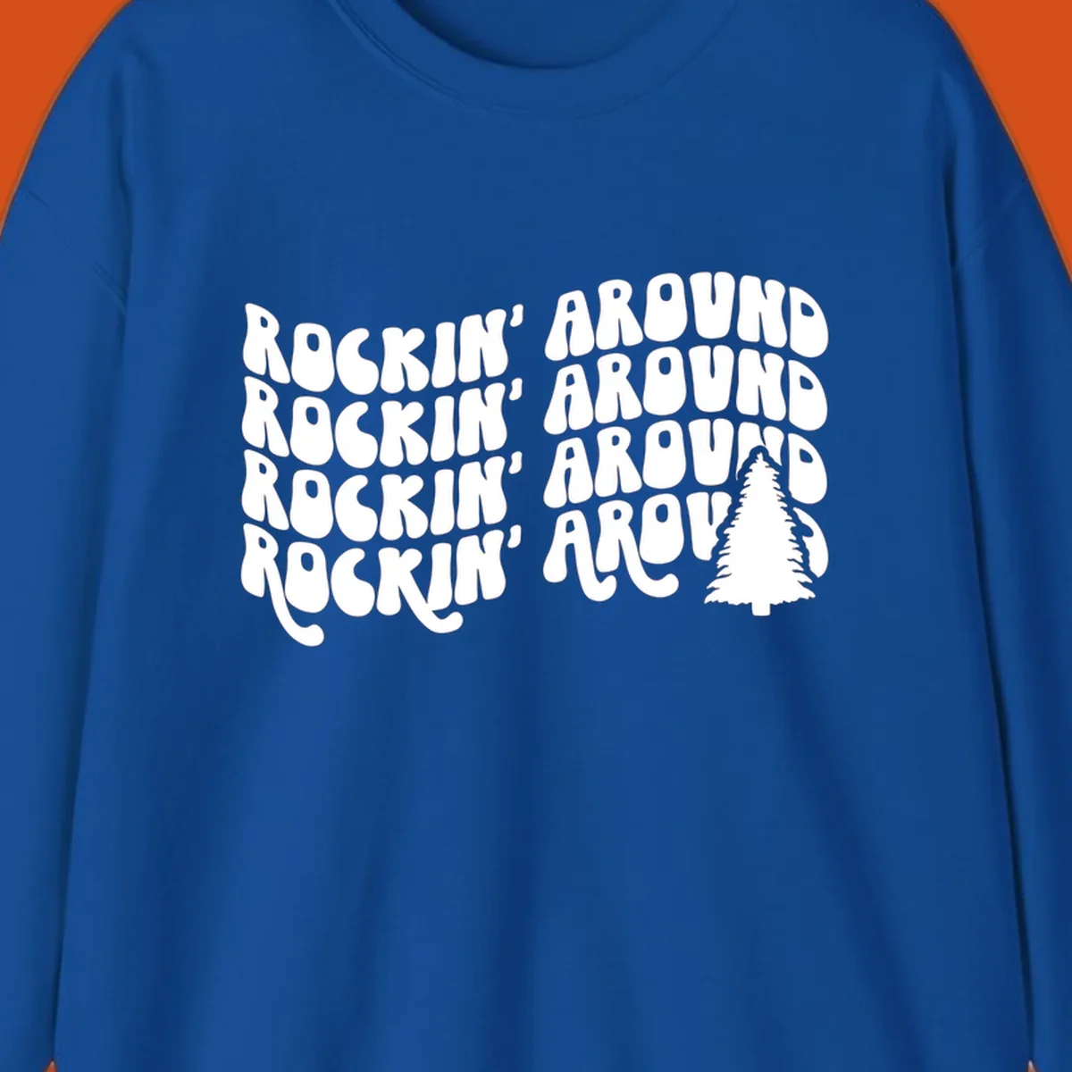 Rockin Around Christmas text and tree graphic.