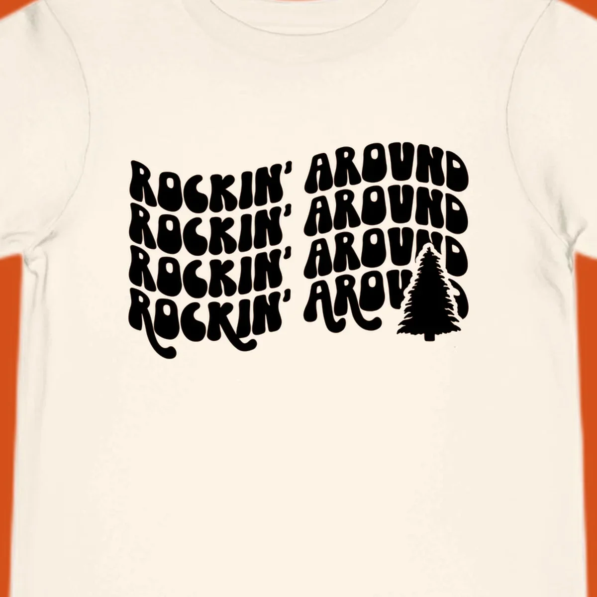 Rockin Around Christmas text and tree graphic.