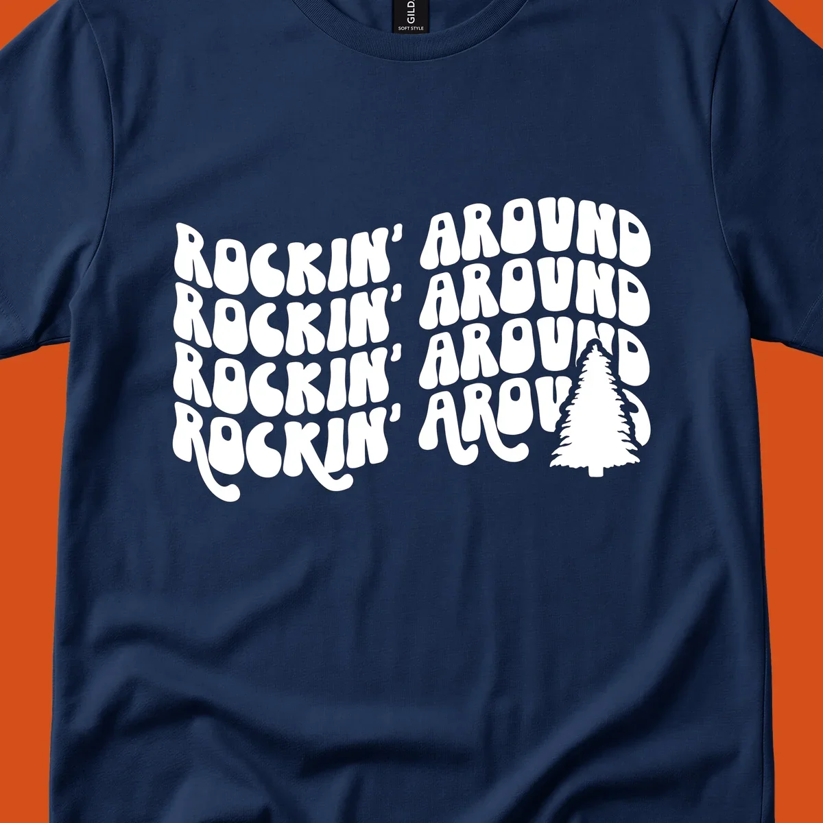 Rockin Around Christmas text and tree graphic.
