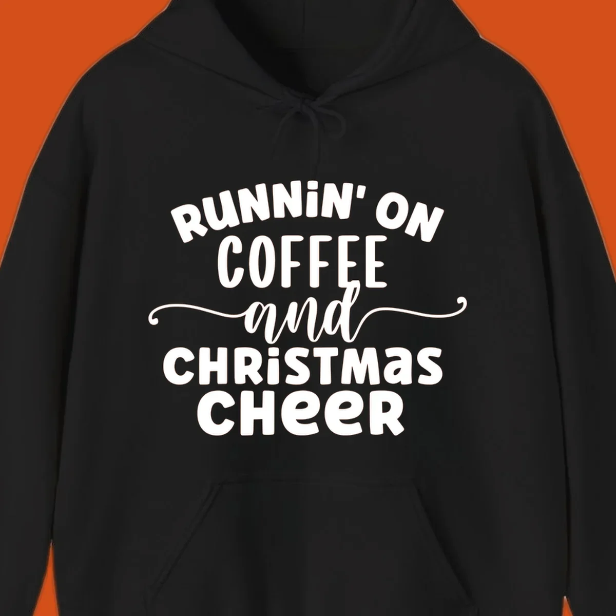 Running on coffee and christmas cheer typography design.