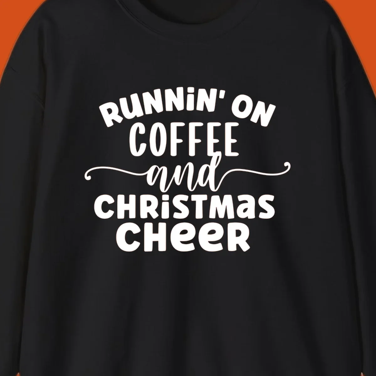 Running on coffee and christmas cheer typography design.