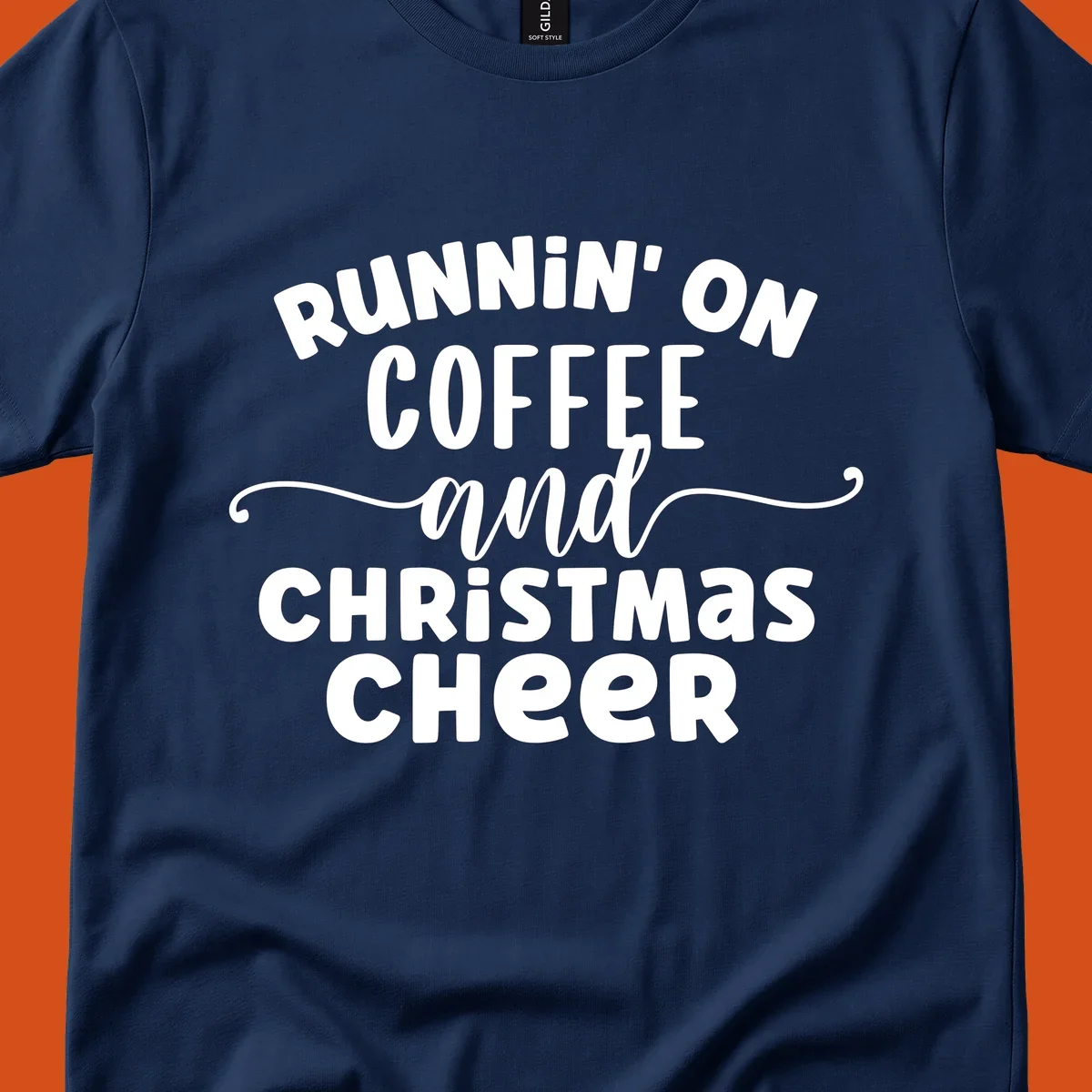 Running on coffee and christmas cheer typography design.