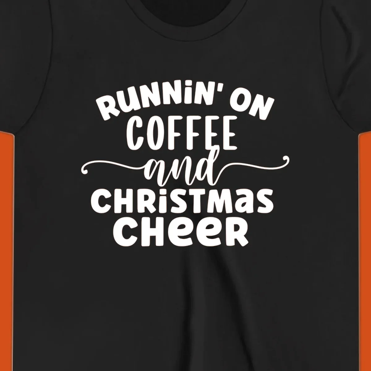 Running on coffee and christmas cheer typography design.