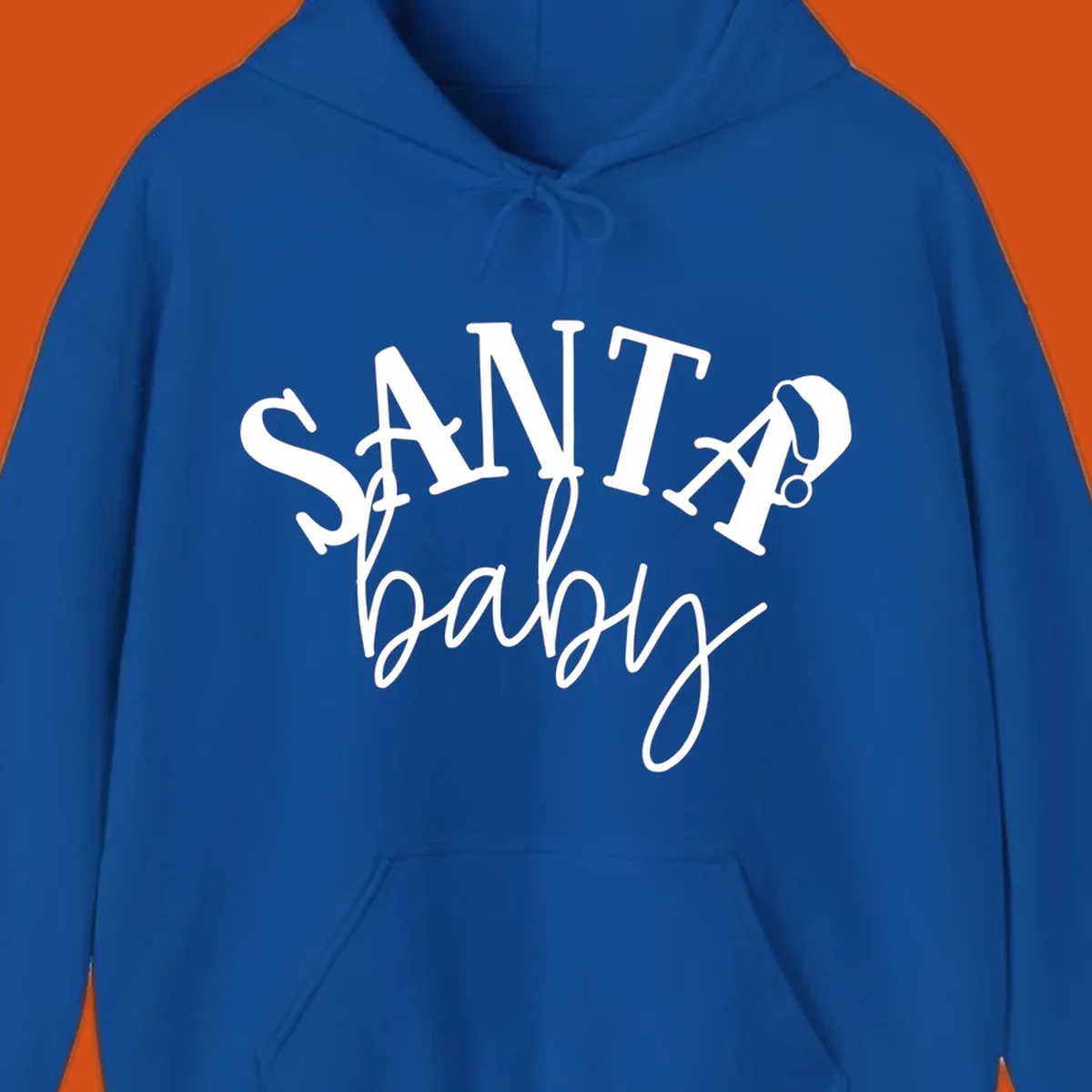 Santa baby Christmas text design with a Santa hat on the letter A.
