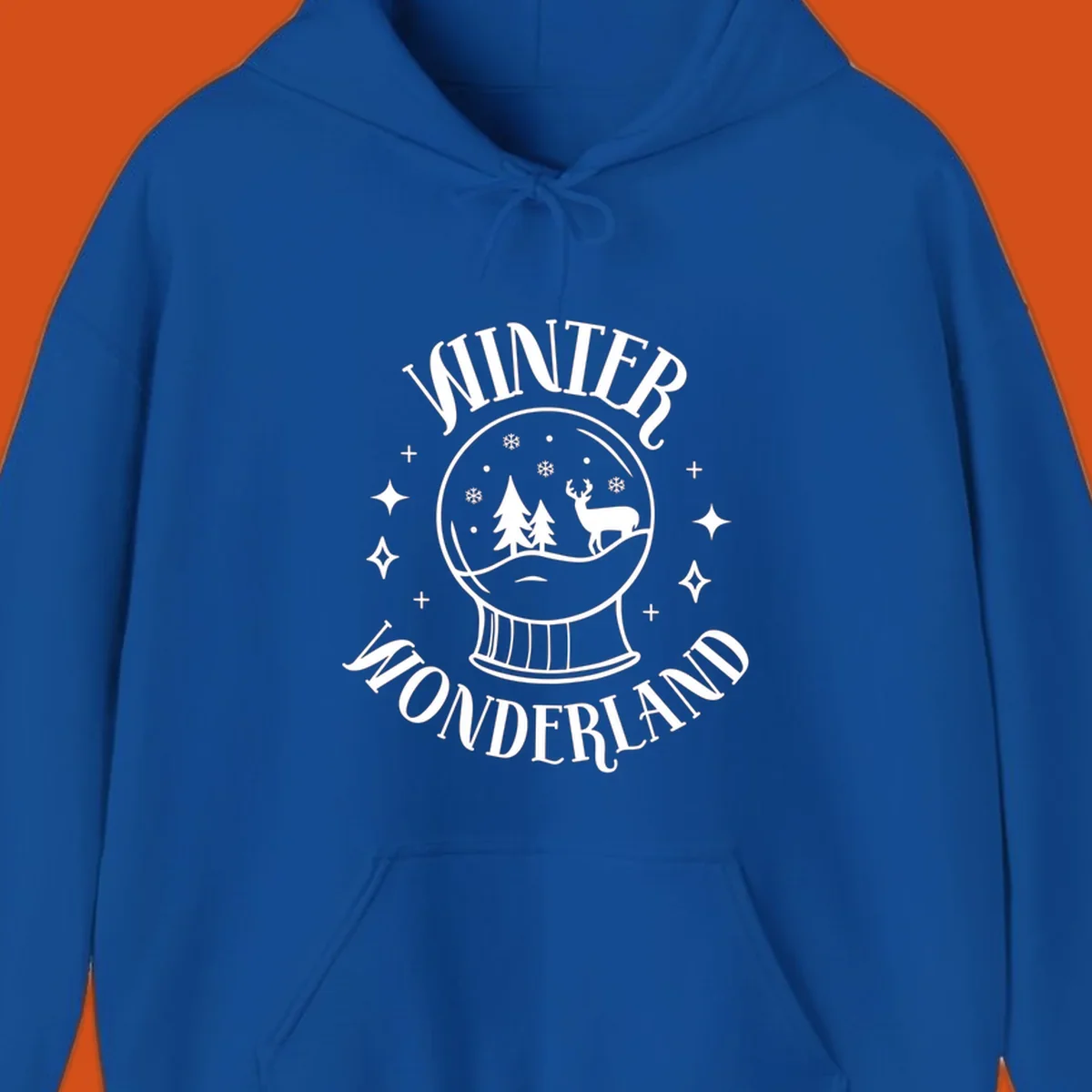 Winter Wonderland snow globe design with deer, trees, and snowflakes. Text reads WINTER WONDERLAND.