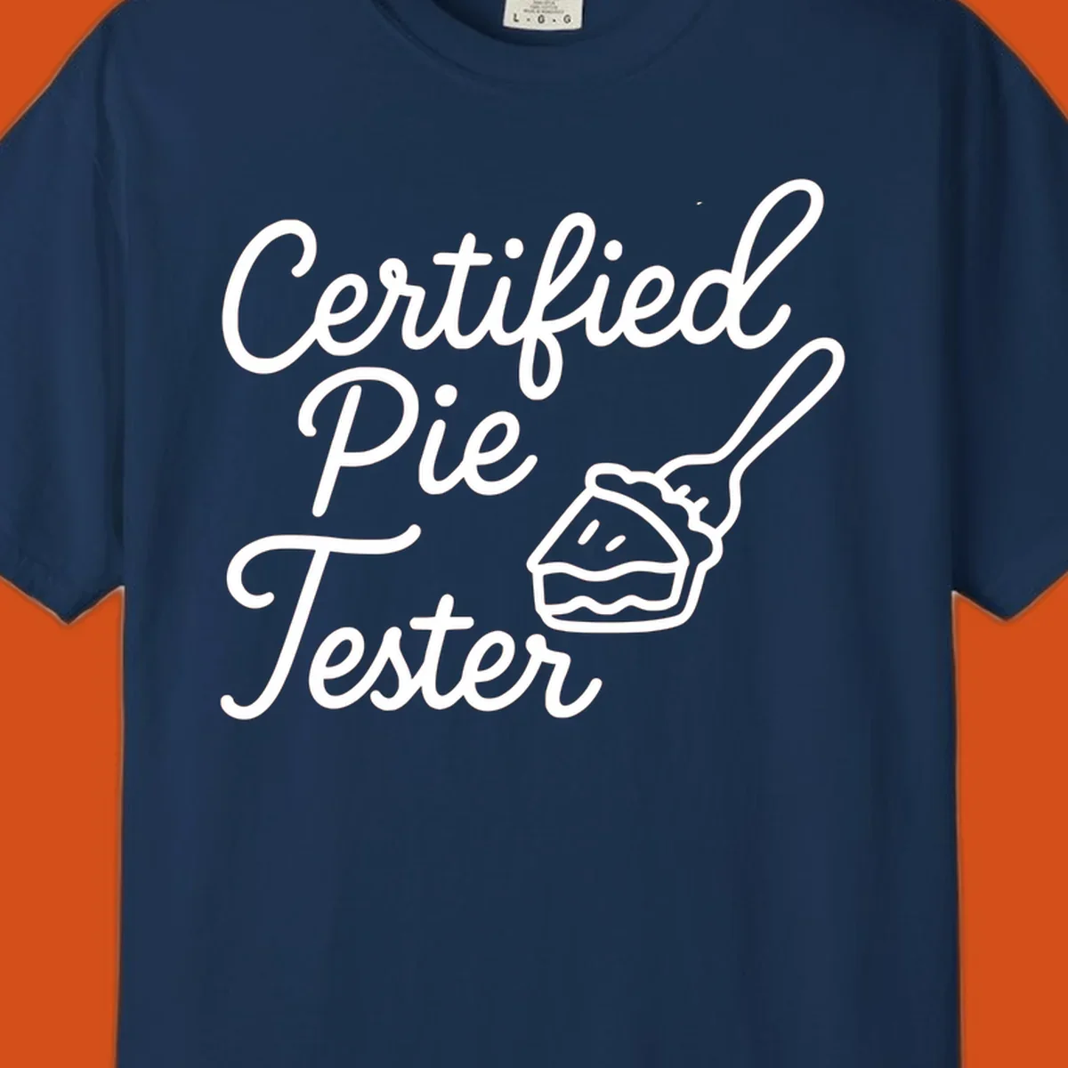 Certified pie tester text with a fork lifting a slice of pie.