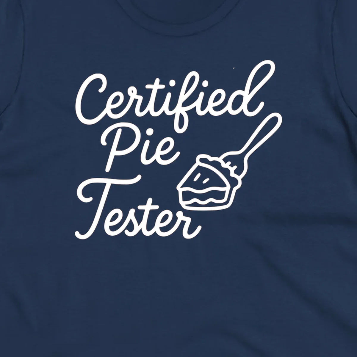 Certified pie tester text with a fork lifting a slice of pie.