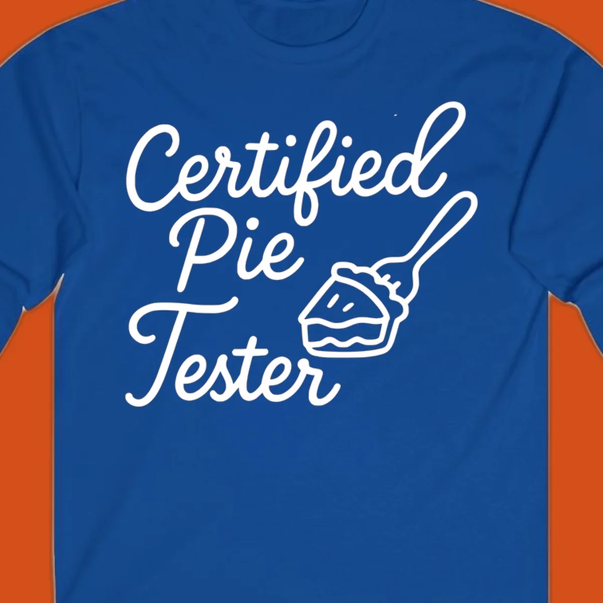 Certified pie tester text with a fork lifting a slice of pie.