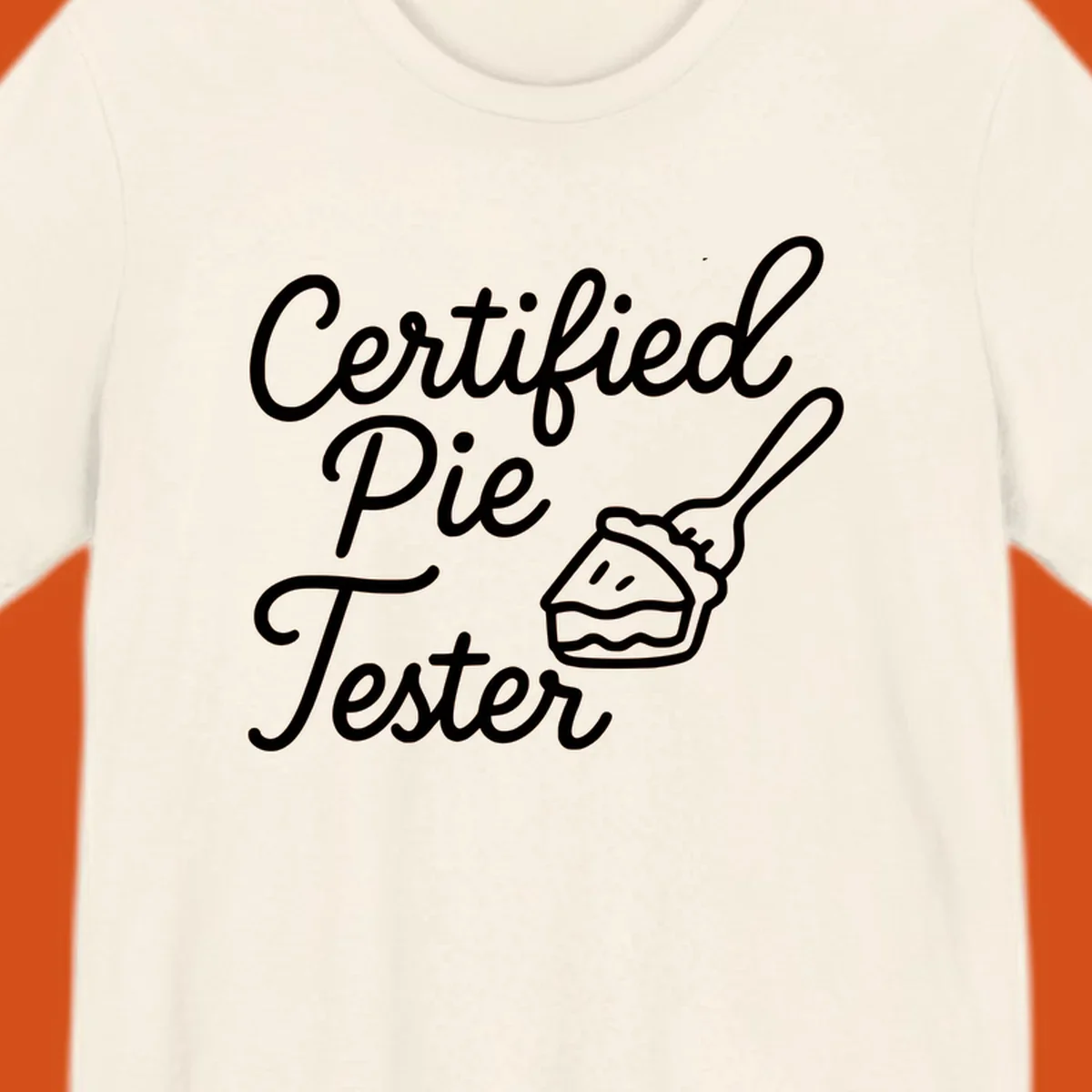Certified pie tester text with a fork lifting a slice of pie.