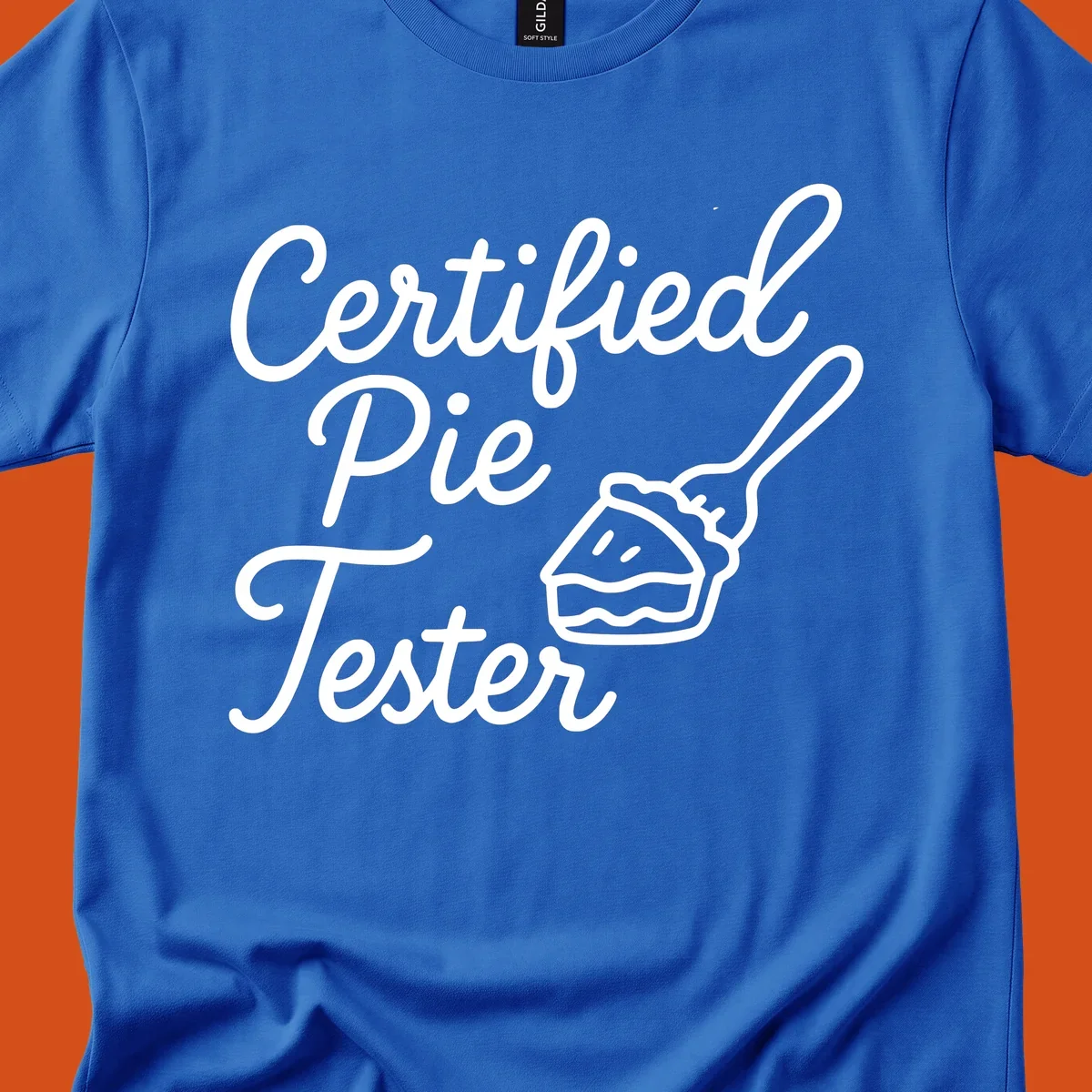 Certified pie tester text with a fork lifting a slice of pie.