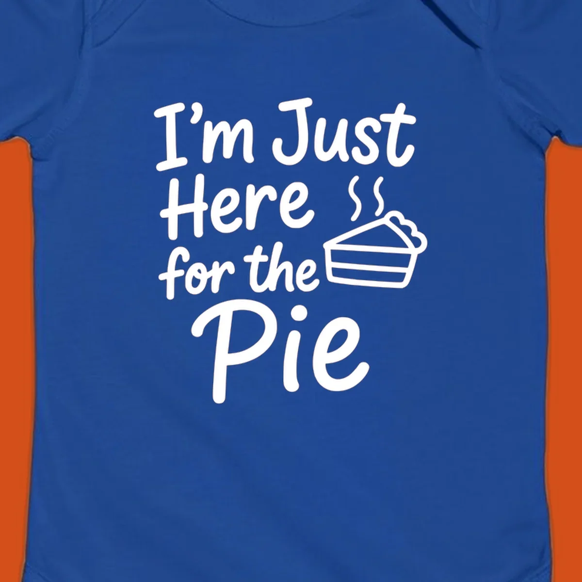 Text 'I'm Just Here For The Pie' with a slice of pie illustration. Primary keyword root: just-here-for-pie.
