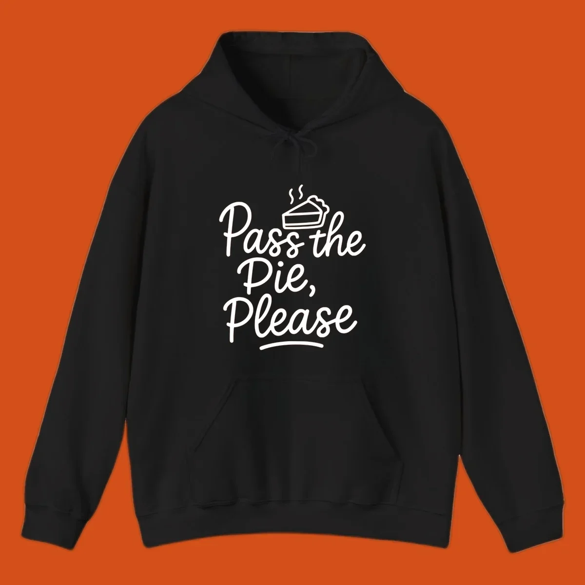 Pass the Pie Please text with pie illustration, Thanksgiving theme.