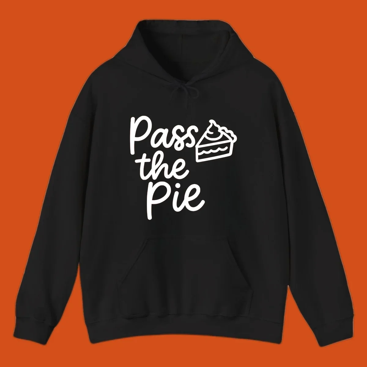 Pass the Pie text with a slice of pie illustration, typography design.