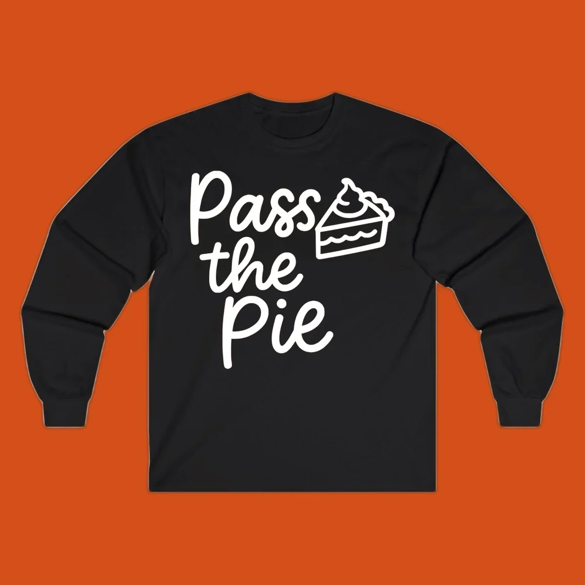 Pass the Pie text with a slice of pie illustration, typography design.