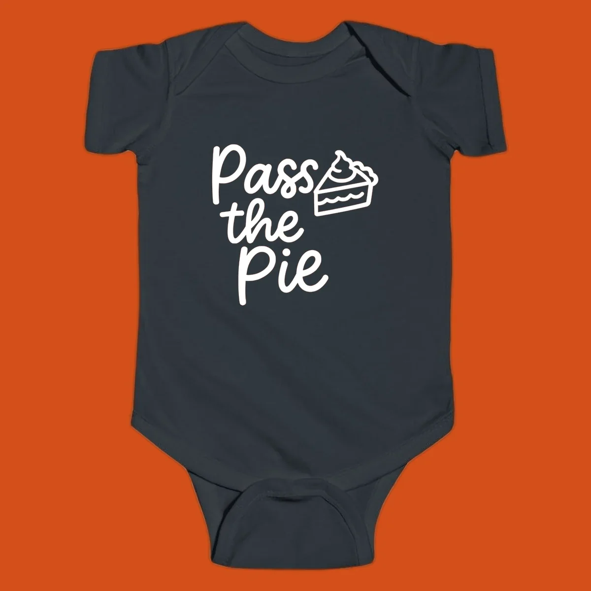 Pass the Pie text with a slice of pie illustration, typography design.