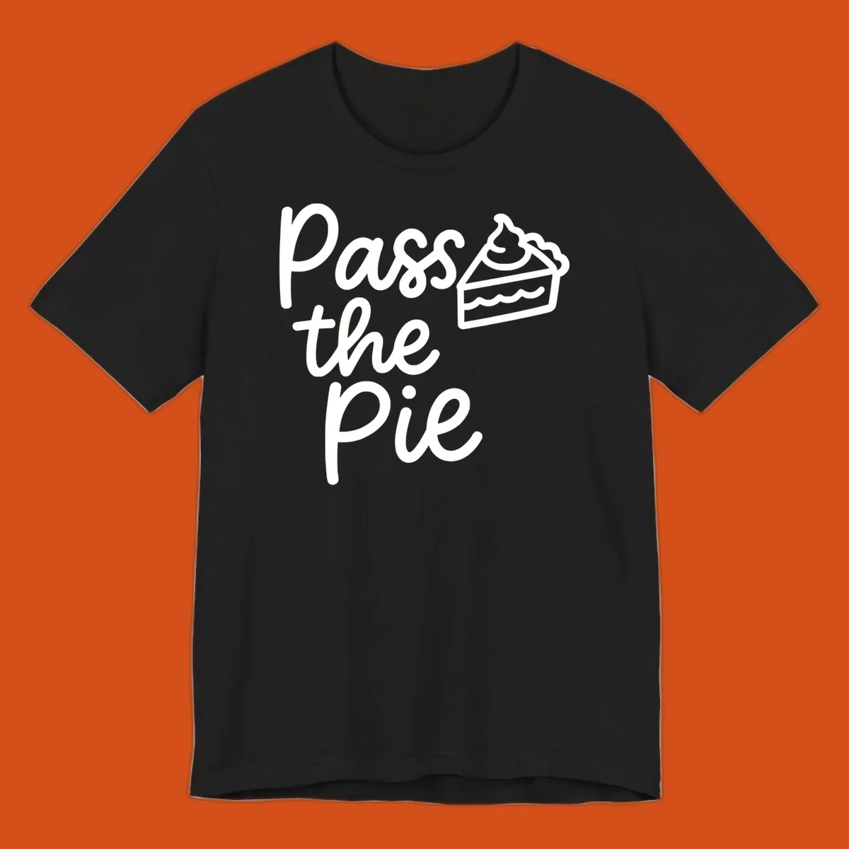 Pass the Pie text with a slice of pie illustration, typography design.