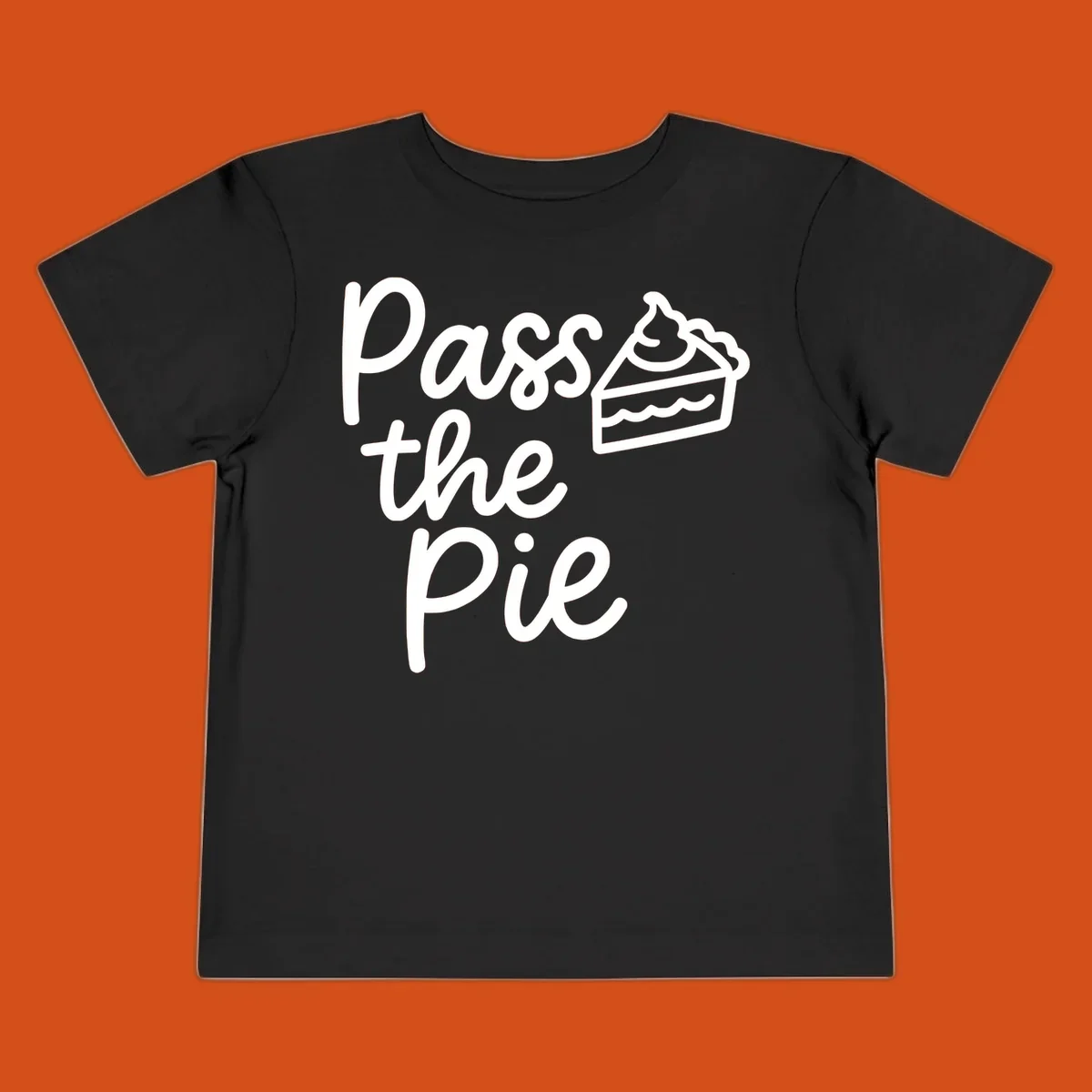 Pass the Pie text with a slice of pie illustration, typography design.