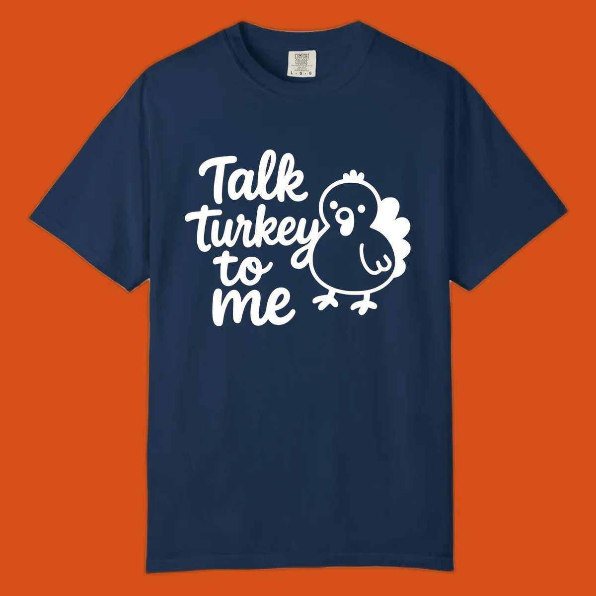 Illustration of a cartoon turkey next to the text 'Talk turkey to me'.