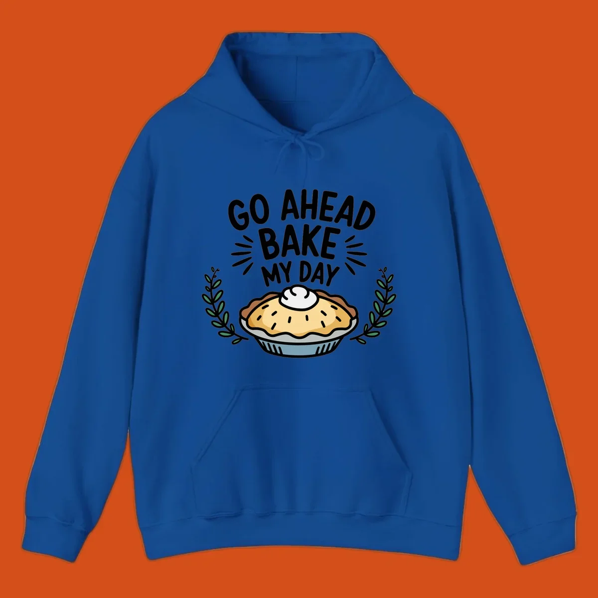 Go ahead bake my day pun with pie illustration.