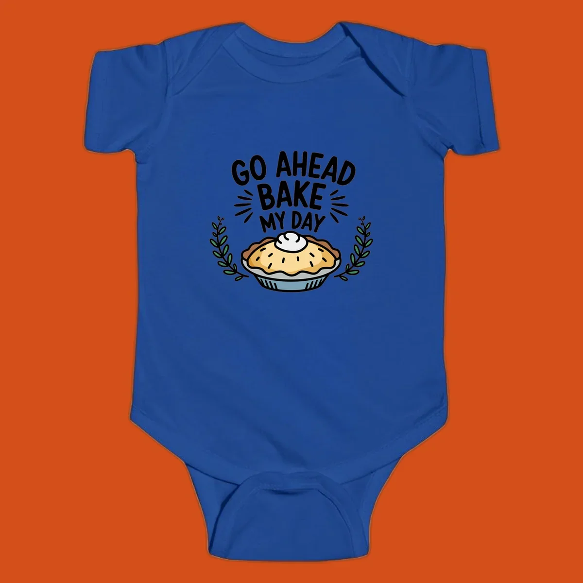 Go ahead bake my day pun with pie illustration.