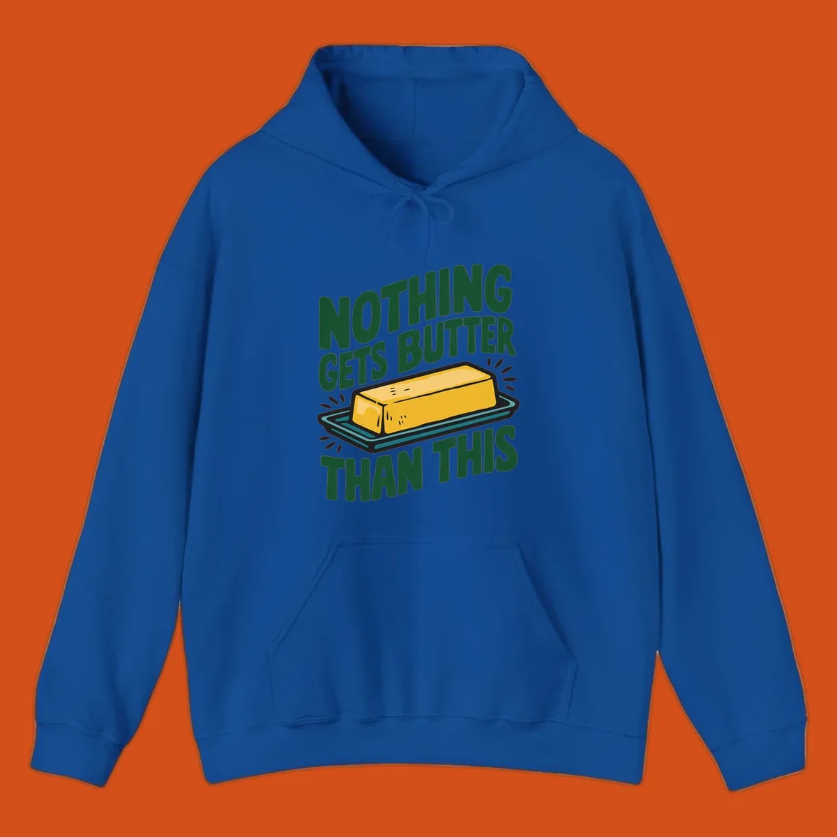 Nothing Butter Than This pun graphic with butter stick illustration. Green text on black.