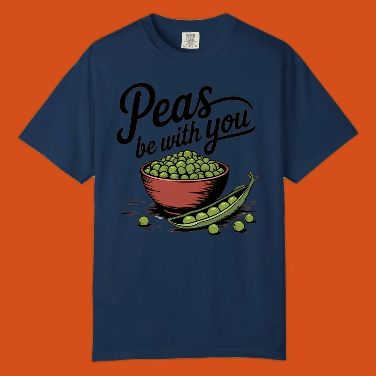 Peas be with you pun graphic with a bowl and pod of peas.