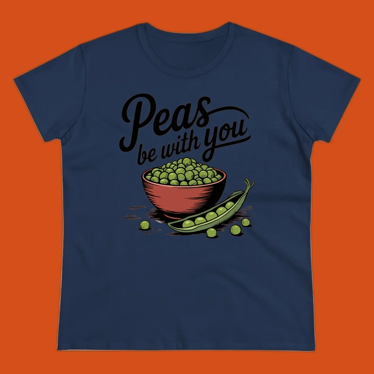 Peas be with you pun graphic with a bowl and pod of peas.