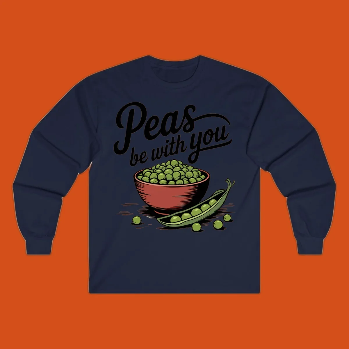 Peas be with you pun graphic with a bowl and pod of peas.