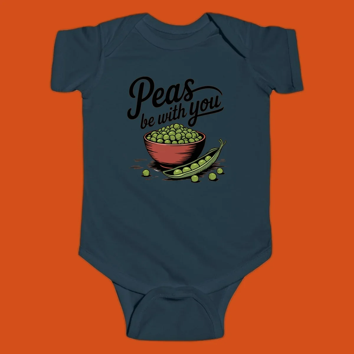 Peas be with you pun graphic with a bowl and pod of peas.