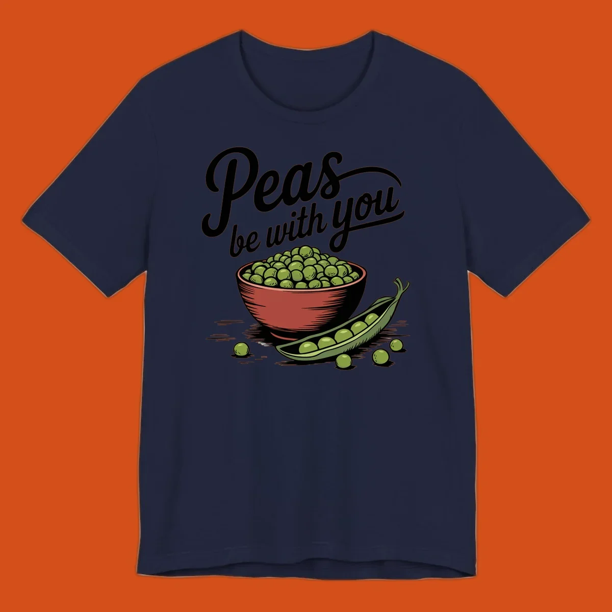Peas be with you pun graphic with a bowl and pod of peas.