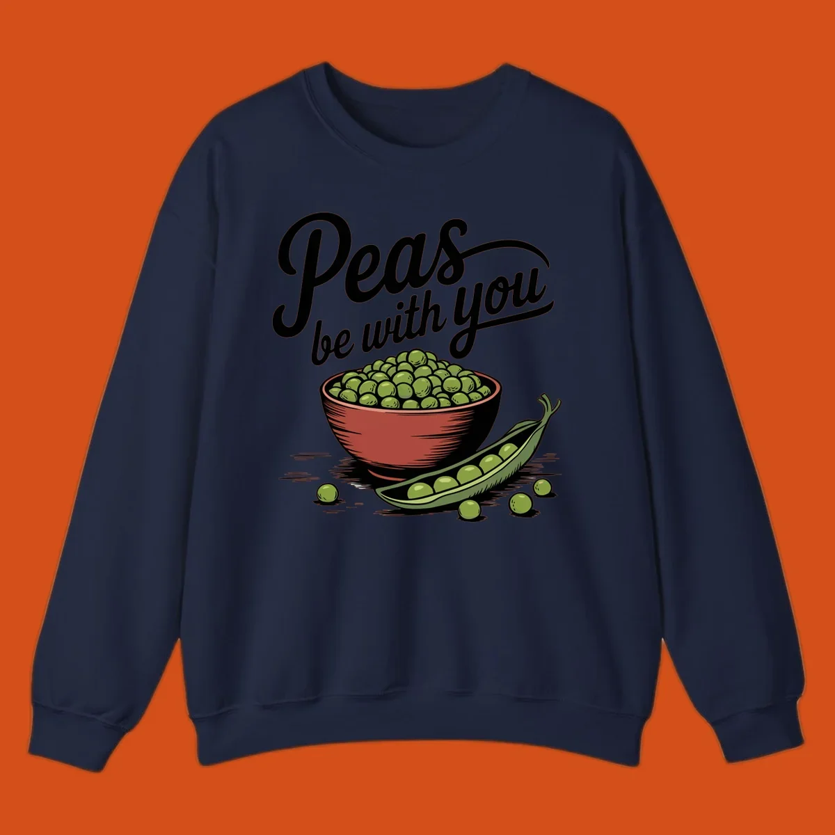 Peas be with you pun graphic with a bowl and pod of peas.