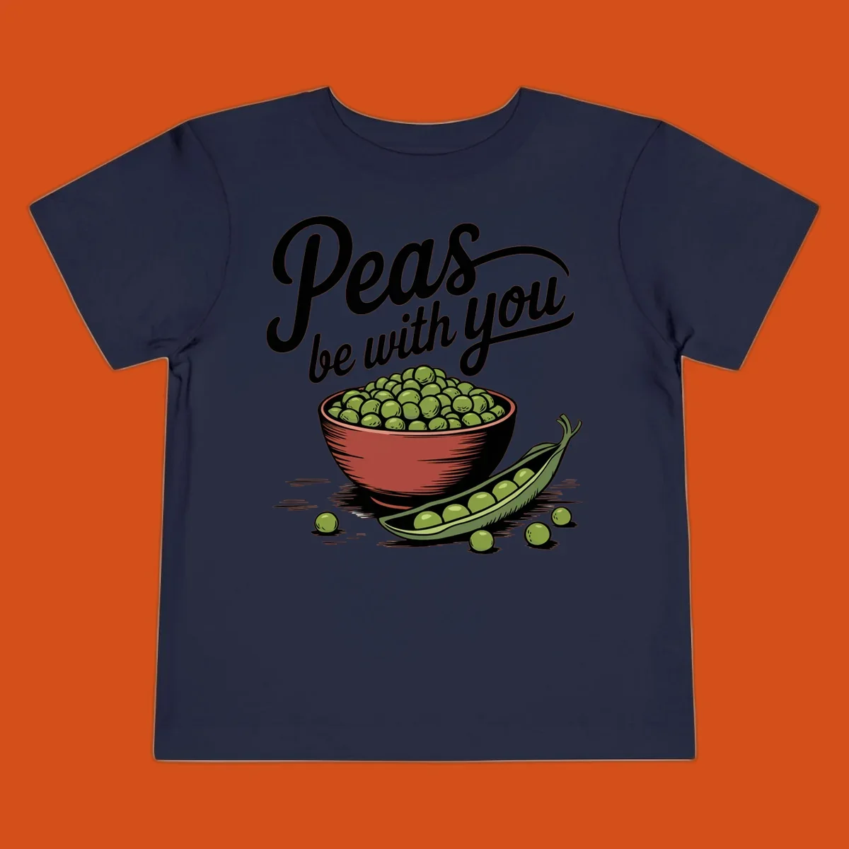 Peas be with you pun graphic with a bowl and pod of peas.