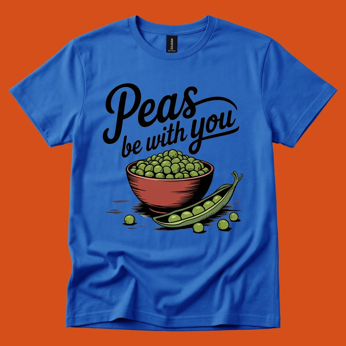 Peas be with you pun graphic with a bowl and pod of peas.