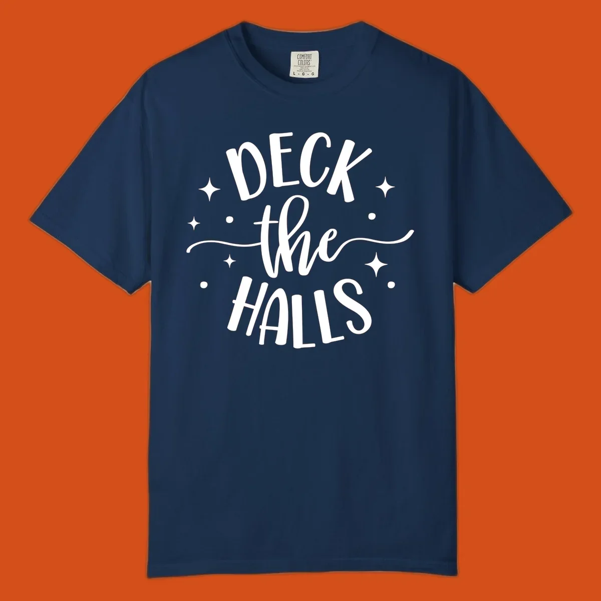 Deck the halls christmas typography design with stars and dots.